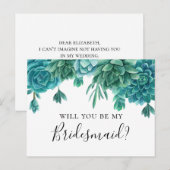 Carte Postale Succulent Serez-vous ma demoiselle d'honneur. Cact (Devant / Derrière)