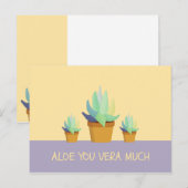 Carte Postale Succulente d'Aloe Vera jaune violette drôle (Devant / Derrière)