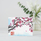 Carte Postale Succursale de fleurs de prune en hiver (Debout devant)
