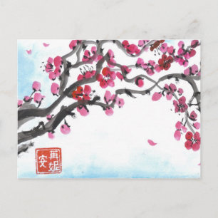 Carte Postale Succursale de fleurs de prune en hiver