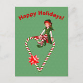 Carte postale sucre de canne Heart Elf Christmas H (Devant)