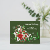 Carte Postale Sucres de canne de Noël et saison Poinsettia (Debout devant)