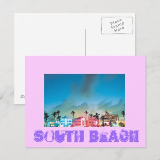 Carte Postale SUD BEACH, Floride (Devant / Derrière)