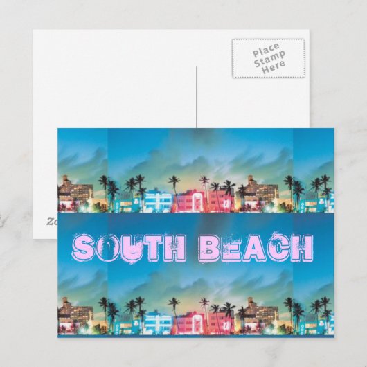 Carte Postale SUD BEACH, Floride (Devant / Derrière)