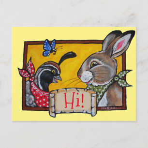 Carte Postale Sud-ouest Salut Animaux Lapin Caille Souvenir