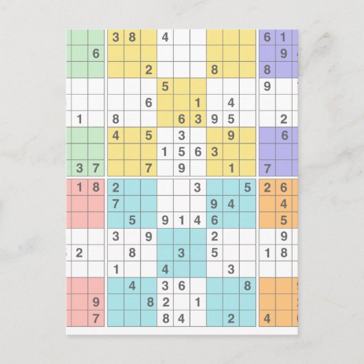 Carte Postale sudoku pastel (Devant)