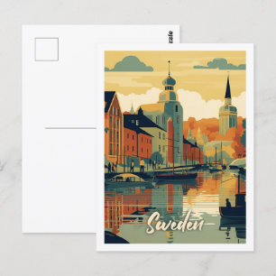 Carte Postale Suède Célèbre Vintage voyage Place