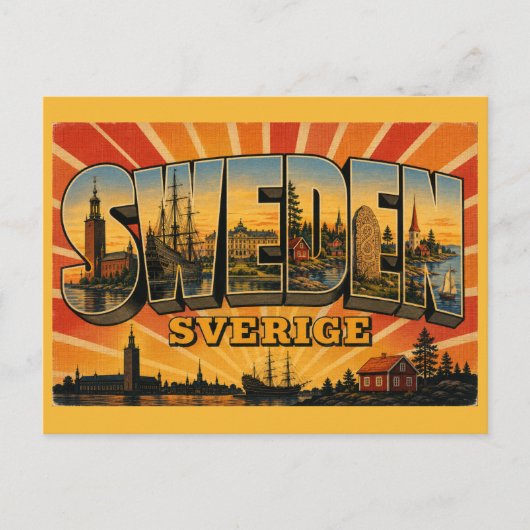 Carte Postale Suède Pays Vintage  (Devant)