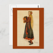 Carte Postale Suédoise Jouer Accordion (Devant / Derrière)