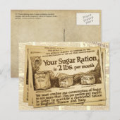 Carte Postale Sugar Ration, WWI Poster (Devant / Derrière)