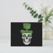 Carte Postale Sugar Skull St Patrick Day Leprechaun Shamrock (Debout devant)