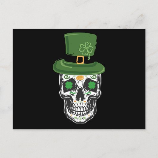 Carte Postale Sugar Skull St Patrick Day Leprechaun Shamrock (Devant)