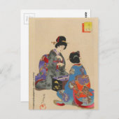 Carte Postale Sugoroku jeu par Toyohara Chikanobu (Devant / Derrière)