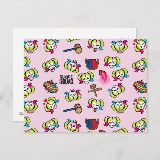 Carte Postale Suicide Squad | Quinn Emoji Pattern (Devant / Derrière)