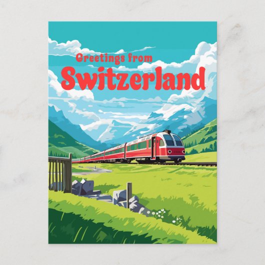 Carte Postale Suisse - Retro Mountain Train (Devant)