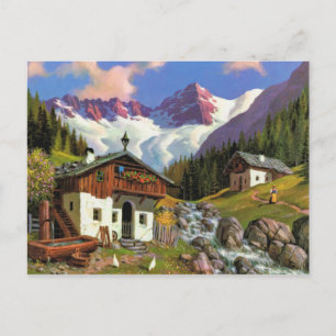 Carte Postale Suisse vintage Gletscherwelt, village,