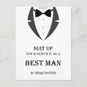 Carte Postale Suit Be My Best Man Proposition Card