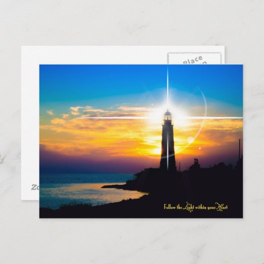 Carte Postale Suivez la Lumière dans votre coeur (Devant / Derrière)