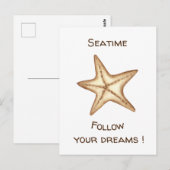 Carte Postale Suivez vos rêves aquarelle Starfish Seatime (Devant / Derrière)