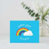 Carte Postale Suivez vos rêves Kawaii Rainbow (Debout devant)