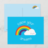 Carte Postale Suivez vos rêves Kawaii Rainbow (Devant / Derrière)