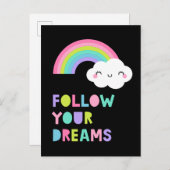 Carte Postale Suivez Vos Rêves Nuage Arc-en-Ciel Mignon (Devant / Derrière)