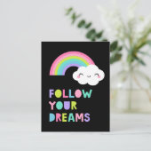 Carte Postale Suivez Vos Rêves Nuage Arc-en-Ciel Mignon (Debout devant)