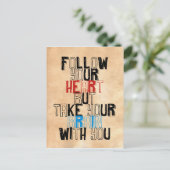 Carte Postale Suivez votre coeur mais prenez votre cerveau avec (Debout devant)