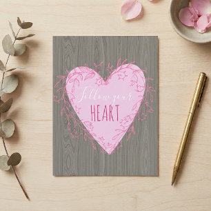 Carte Postale Suivez votre coeur mignon Doodle rose Coeur sur bo
