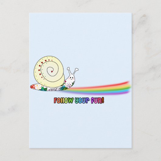 Carte Postale Suivez votre joyeux escargot arc-en-ciel (Devant)