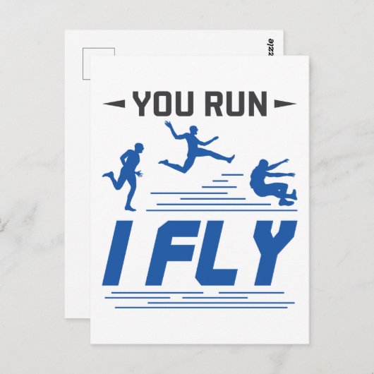 Carte Postale Suivi et champ Long Jump Vous Exécutez I Fly (Devant / Derrière)