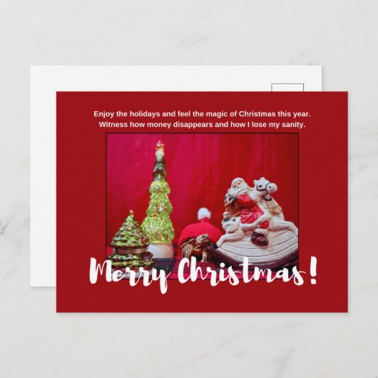 Carte Postale Sulcata Tortoise et le Père Noël citent Noël (Devant / Derrière)