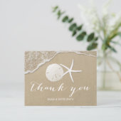 Carte Postale Summer Beach Starfish & Sand Dollar Merci (Debout devant)