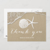 Carte Postale Summer Beach Starfish & Sand Dollar Merci (Devant / Derrière)