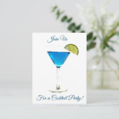 Carte Postale Summer Blue Cocktail Party Invitation (Debout devant)