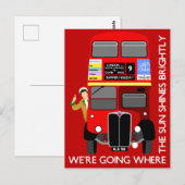 Carte Postale Summer Holiday London Red Double Decker Movie Bus (Devant / Derrière)
