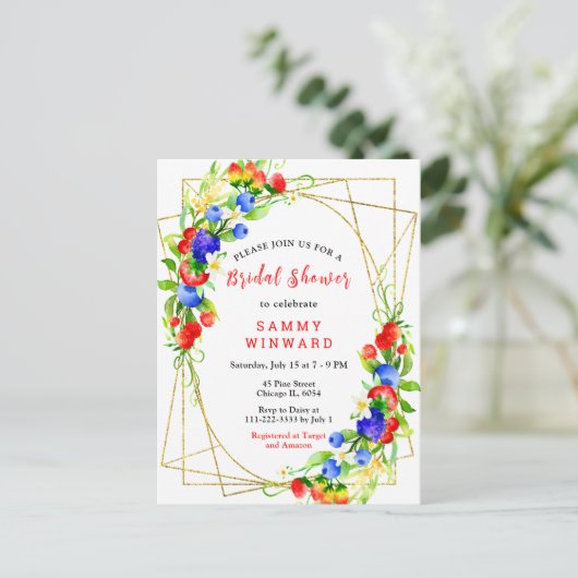 Carte Postale Summer Mixed Berries Bridal Shower (Debout devant)