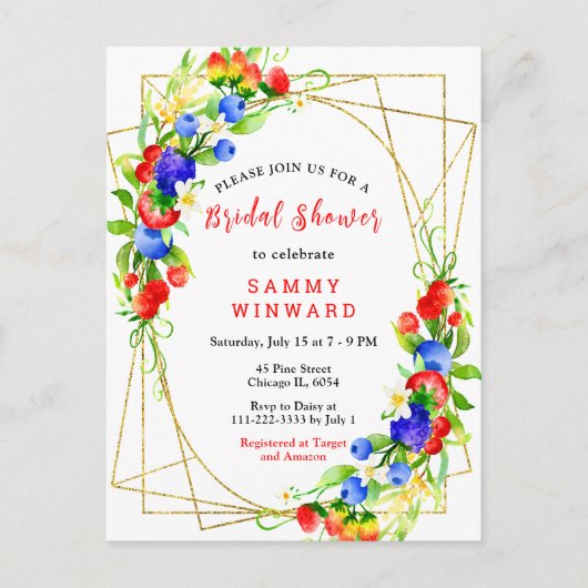 Carte Postale Summer Mixed Berries Bridal Shower (Devant)