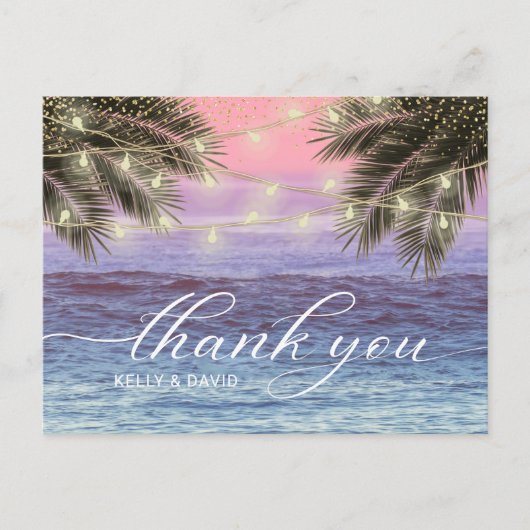 Carte Postale Summer Palm Tree Beach Mariage Merci (Devant)