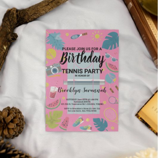 Carte Postale Summer Splash Anniversaire Tennis Party