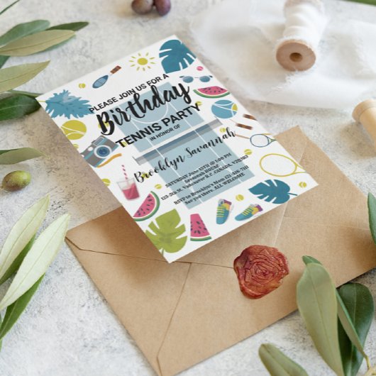 Carte Postale Summer Splash Anniversaire Tennis Party