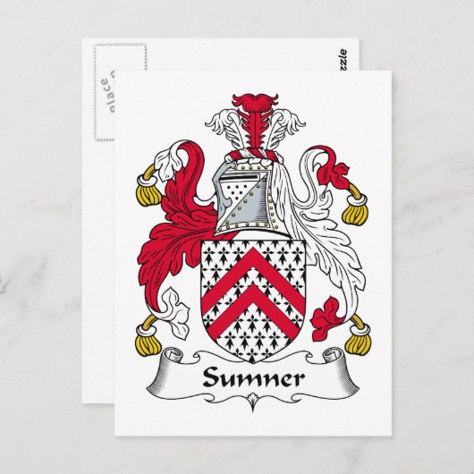 Carte Postale Sumner Family Crest (Devant / Derrière)