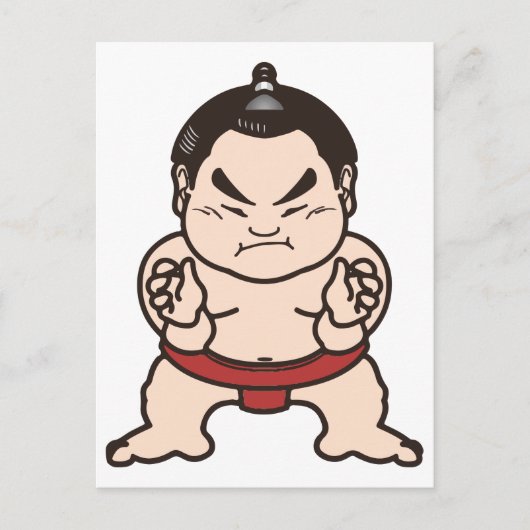 Carte Postale Sumo Wrestler Dessin Japon Japonais Lutte (Devant)