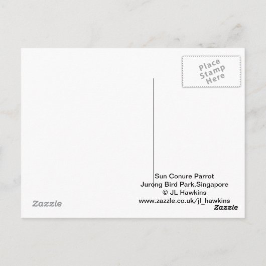 Carte postale Sun Conure Parrot (Dos)