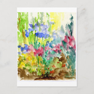 Carte Postale Sun Dappled Watercolor Flower Garden