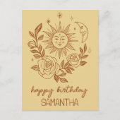 Carte Postale Sun Moon & Roses Boho Magique NOM PERSONNALISÉ ANN (Devant)