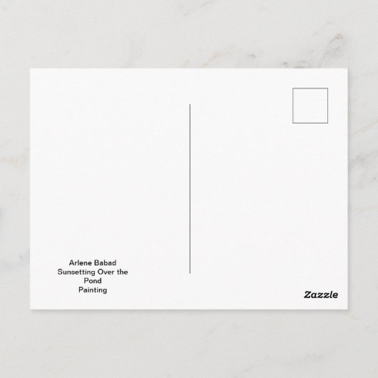 Carte Postale Sun Setting Over the Pond, (Dos)