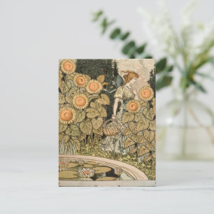Carte Postale Sunflower Art Nouveau Jardin Grasset Femme
