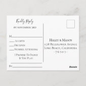 Carte Postale Sunflower Bordeaux Mariage RSVP Demande de chanson (Dos)