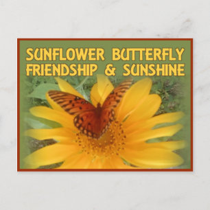 Carte Postale Sunflower Butfly Friendship & Sunshine